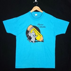 Vintage 80s Precious Moments Collector Mouse Reporter Single Stitch T-shirt